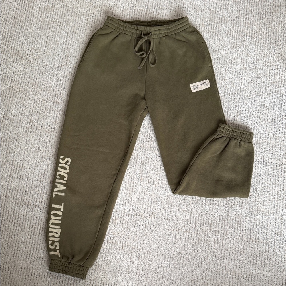 Social Tourist Hollister Olive Green Joggers Sweatpants